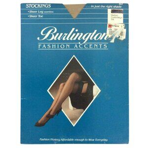 Burlington Fashion Accents Thigh High Stockings Medium Crystal Beige Sheer Toe